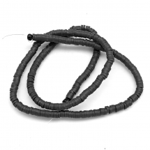 Намистини Екологічні з Полімерної Глини, Ручна Робота, Круглі Плоскі, Чорний, 3х1мм, Отвір 1мм, Близько 375шт/40см/нитка (13WB30261)