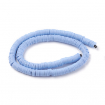 Намистини з Полімерної Глини, Ручна Робота, Круглі Плоскі, Волошковий, 8х0.5-1мм, Отвір 2мм, Близько 370шт/43см/нитка (13WB30262)