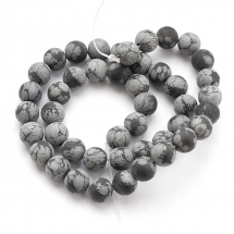 Koraliki Kamień Naturalny Śnieżny Obsydian Matowe Kula, 8-8.5mm, Otwór 1mm, 40szt/35cm/sznur (13WB30269)