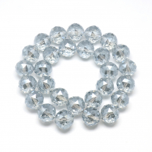 Koraliki Szklo Galwanika, Fasetowane, Tęczowe, Okrągłe, Bezbarwny, 18mm, Otwór. 2mm, około 48szt/68cm/nic (13WB30273)