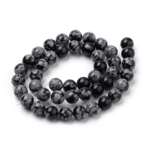 Koraliki Kamień Naturalny Śnieżny Obsydian, Kula, 8mm, 45szt/38cm/sznur, (13WB30274)