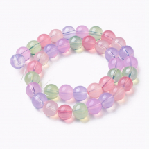 Koraliki Syntetyczny Opalit, na nitce, Okrągły, Kolor: Mix, Rozmiar: 10mm, otwór 1.4mm, około 34szt/34cm/nic (13WB30278)