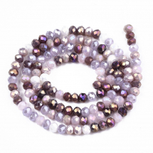 Koraliki Szklane Nieprzejrzysty Tęczowy, Fasetowane, Rondel, Fioletowy, 3.5x3mm, około 140szt/40cm/nić (13WB30287)