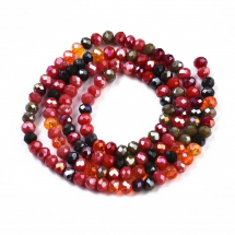 Намистини Гальваніка Скло АВ-Колір, Грановані, Рондель, Колір: Цегляний, Розмір: 3.5х3мм, Отвір 0.8мм, близько 130шт/36см/нитка, (13WB30289)