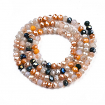 Koraliki Szklo Tęczowy, Fasetowane, Rondel, Pomarańczowy, 3.5x3mm, Otwór 0.8mm, około 130szt/36cm/nić (13WB30290)