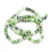 Намистини Гальваніка Скло, Грановані, Рондель, Колір: Морський зелений, Розмір: 5.5-6х5мм, Отвір 1мм, близько 88шт/40см/нитка, (13WB30311)