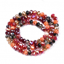 Koraliki Szklo Galwanika, Fasetowane, Rondel, Czerwony, 5.5-6x5mm, otwór 1mm, około 88szt/40cm/nic, (13WB30313)