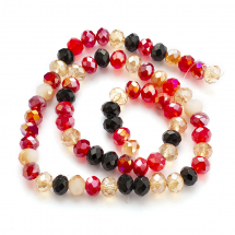 Намистини Гальваніка Скло АВ-Колір, Грановані, Рондель, Колір: Цегляний, Розмір: 7.5-8х6мм, Отвір 1.5мм, близько 65шт/40см/нитка, (13WB30321)