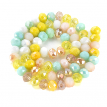 Намистини Гальваніка Скло АВ-Колір, Грановані, Рондель, Колір: Жовтий, Розмір: 7.5-8х6мм, Отвір 1.5мм, близько 65шт/40см/нитка, (13WB30323)