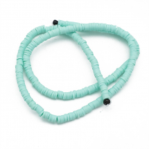 Koraliki Eko Glina Polimerowa, Handmade, Heishi, Dysk, Akwamaryn, 4x1mm, Otwór 1mm, około 375szt/40cm/nić (13WB30333)