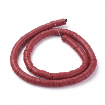 Koraliki Eko Glina Polimerowa, Handmade, Heishi, Dysk, Ciemnoczerwony, 8x0.5~1mm, około 360szt/40cm/nić (13WB30340)