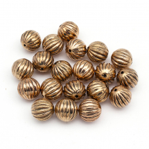 Koraliki Plastic CCB, Okrągłe, Karbowane, Kolor: Miedziany, Rozmiar: 12mm, Otwór 2mm, 20szt (13WB30366)