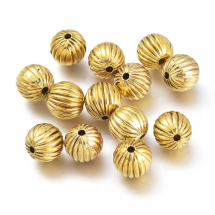 Koraliki Plastic CCB, Okrągłe, Karbowane, Kolor: Antyczne złoto, Rozmiar: 12mm, Otwór 2mm, 20szt (13WB30367)