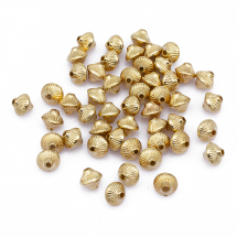 Koraliki Plastic CCB, Bicone, Ryflowane, Kolor: Jasnozłoty, Rozmiar: 7x6mm, Otwór 1.5mm, 50szt (13WB30372)