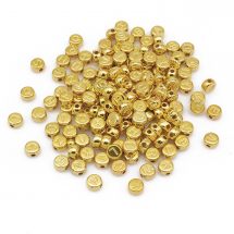 Koraliki Plastic CCB, Płaskie Okrągłe, Litery, Kolor: Złoty, Rozmiar: 7x6mm, otwór 1.4mm, około 130szt/20g (13WB30377)