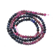 Koraliki Naturalny Czerwony Korund/Rubin i Szafir, Fasetowane, Okrągle 3mm, Otwór 0.7mm, ok. 125szt/37cm/nic (13WB30619)