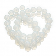 Koraliki Syntetyczny Opalit, klasy AA, Okrągły, Biały, 10mm, około 31szt/29cm/nić (13WB30643)