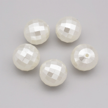 Koraliki Akrylowe Imitacja Perły, Okrągłe, Fasetowane, Biały, 20mm, 5szt (13WB30648)