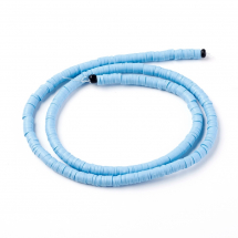 Намистини Екологічні з Полімерної Глини, Ручна Робота, Круглі Плоскі, Світло-блакитний, 4х1мм, Отвір 1мм, Близько 375шт/43см/нитка (13WB30695)
