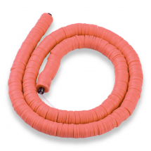 Koraliki Ekologiczna Glina Polimerowa, Handmade, Heishi, Jasno Koralowy, 8x0.5-1mm, około 370szt/43cm/nic (13WB30697)