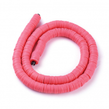 Koraliki Ekologiczna Glina Polimerowa, Handmade, Heishi, Łososiowy, 8x0.5-1mm, około 370szt/43cm/nic (13WB30701)