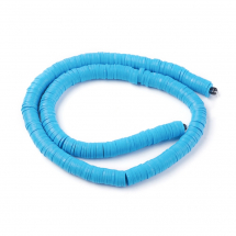 Koraliki Ekologiczna Glina Polimerowa, Handmade, Heishi, Niebieskie, 8x0.5-1mm, około 370szt/43cm/nic (13WB30702)