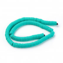 Намистини з Полімерної Глини, Ручна Робота, Круглі Плоскі, Бірюзовий, 8х0.5-1мм, Отвір 2мм, Близько 370шт/43см/нитка (13WB30703)