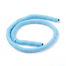 Koraliki Ekologiczna Glina Polimerowa, Handmade, Heishi, Jasnoniebieskie, 8x0.5-1mm, około 370szt/43cm/nic (13WB30704)