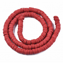 Koraliki Polymerowa Glina, Heishi, Handmade, Dysc, 6x0.5-1mm, Indyjska Czerwień, około 290szt/38cm/nić (13WB30711)