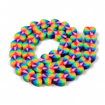 Koraliki Glina Polimerowa, Handmade, Serce, Mix, 9x10x4mm, około 38szt/32cm/nić (13WB30714)