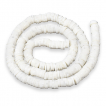 Koraliki Polymerowa Glina, Heishi, Handmade, Okrągłe Płaskie, 6x0.5-1mm, lniane, około 290szt/38cm/nić (13WB30723)