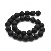 Koraliki Naturalna Lawa, Okrągłe, 12mm, otwor 2.5mm, około 30szt/37cm/nić (13WB30791)
