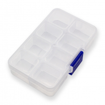 Pojemnik na Koraliki, Plastik, Przejrzysty, 8 Regulowanych Sekcji, 10.5x6.6x3.2cm, Sekcja 3.1x2.7x2cm, 1szt (13WB30380)