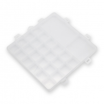 Pojemnik na Koraliki, Plastik, Przezroczysty, 26 przegródek, Rozmiar: 19x20x1.8cm, 3 rozmiary sekcji, 1szt (13WB30383)