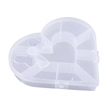 Pojemnik na Koraliki i Perełki, Plastik, Przezroczysty, Serce, Rozmiar: 14.3x15.6x2.75cm, 1szt (13WB30384)