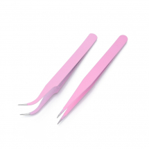 Zestaw Pęset, Stal Nierdzewna, Perłowy Róż, 11x0.9x0.3cm, 2szt/zestaw, (13WB30424)