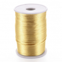 Sznurek Poliester, do Tworzenia Biżuterii, Kolor: Złoty, 2mm, około 85m/spula (13WB30526)