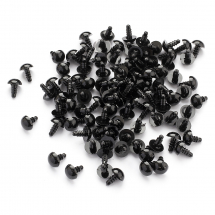 Oczka Bezpieczne z Gwintom bez Zaciska, Plastik, do Zabawek, Okrągłe, Czarny, 10mm, 50par (13WB30355)