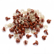 Noski Bezpieczne z Zatyczkami do Zabawek, Plastik, Brązowy, 14x16mm, Pin 5-6mm, 50szt (13WB30361)