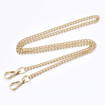 Łańcuszek do Torebki, Żelazny, z Obrotowym Zapięciem, Jasny Złoty, Długość 119cm, Ogniwo 10x7x1.8mm, 1szt (13WB30573)