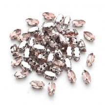 Пришивні Стрази, Скло Гірський Кришталь, Основа Латунь, Кінське око, Колір: Темно-лососевий, 8х4х3.5мм, Отвір 0.8-1мм, (13WB29852)