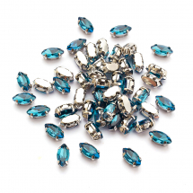 Dżety do Przyszycia, Szkło, Baza Mosiądz, Końskie Oko, Chirok, 8x4x3.5mm, Otwór 0.8-1mm, 50szt (13WB29862)