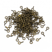 Haczyki Wkręty z Pętlą, do Koralików z Półotworem, Żelazo, Bronze, 13x6.5x1.5mm, Otwór 4mm, 180szt/50g (13WB29955)