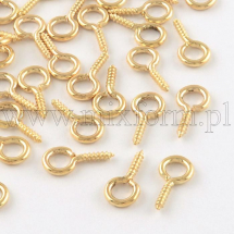 Haczyki Wkręty z Pętlą do Koralików z Półotworem, Żelazne, Jasny Złoty, 13x6.5mm, ok. 180szt/50g (13WB29957)