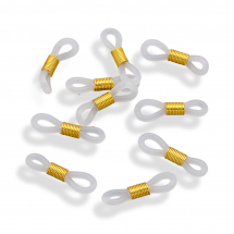 Uchwyty do Okularów, Gumowe Zawiasy, Okucia ze Stali Nierdzewnej, Kolor: Złoty, 20x5mm, 10szt (13WB30235)