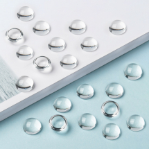 Кабошони Скляні Прозорі Круглі, Безбарвні, 14х7мм, 20шт/упак, (13WB30329)