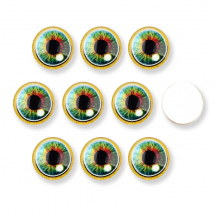 Кабошони Око Дракона, Скляні, Круглі, Колір: Морський зелений, Розмір: Діаметр 14мм, Товщина 4мм, (13WB30350)