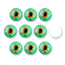 Кабошони Око Скляні, Круглі, Колір: Світло-зелений, Розмір: Діаметр 14мм, Товщина 4мм, (13WB30353)