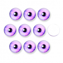 Kaboszony Szklany Oko, Okrągłe, do DIY, Fioletowy, 10x3.5mm, 10 szt (13WB30354)