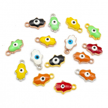 Wisiorek Zawieszka Ręka Hamsa Emaliowana Mix, 12.5x7.5x3mm, Otwór 1mm, 10szt (13WB30391)